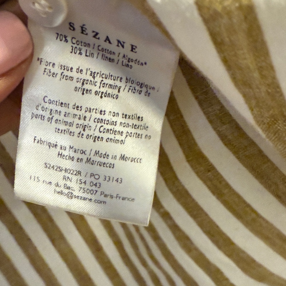 Sezane Tan and White Striped Button-Down Shirt - Picture 4 of 4